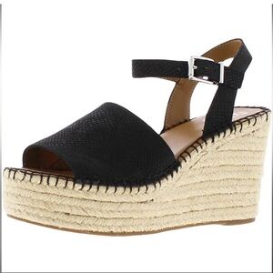 Franco Sarto Espadrilles Black Wedge Sandals size 8